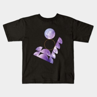 Purple Moon Space 70s Retro Abstract Kids T-Shirt